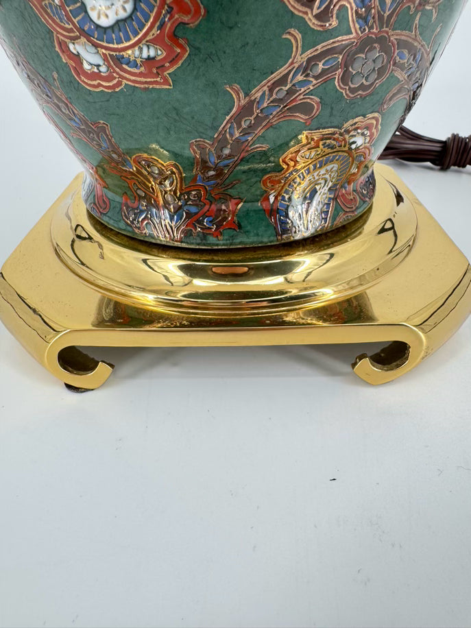Green Paisley Porcelain Brass Base Lamp