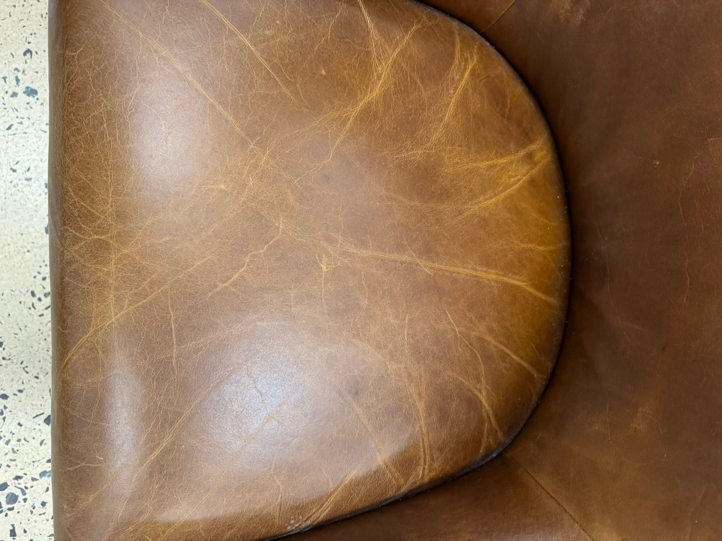 WILLIAMS SONOMA Caramel Leather Nailhead Pair of Chairs