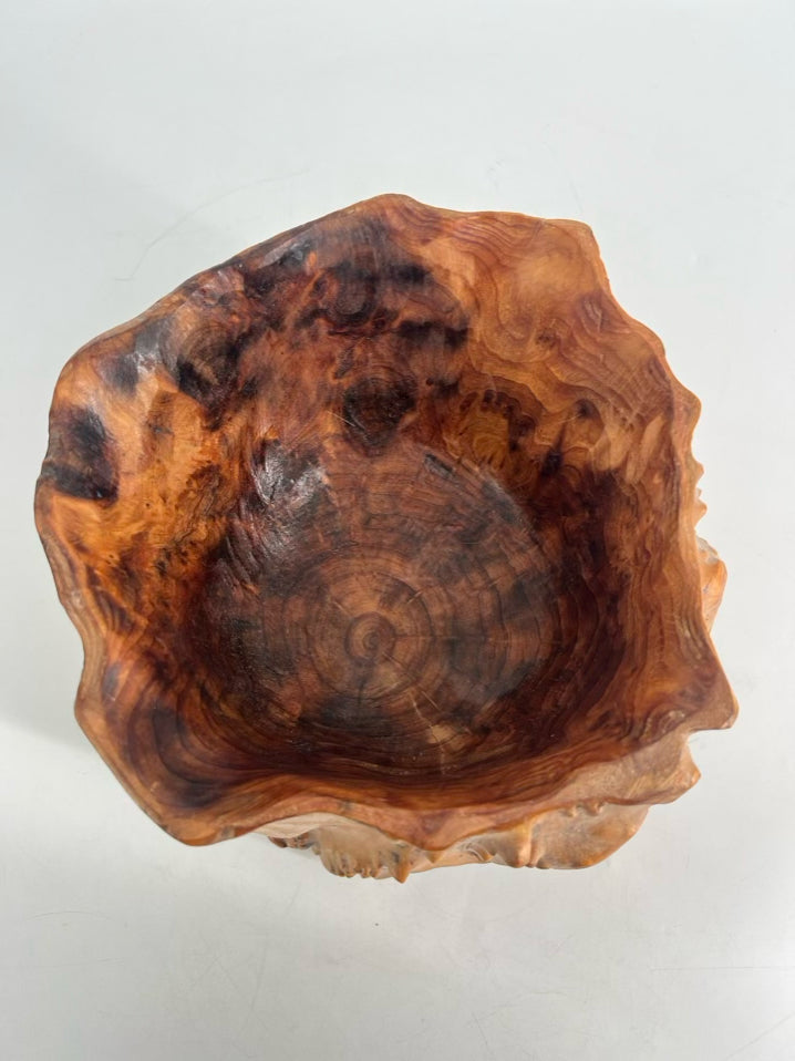 Brown Wood Carved Bowl