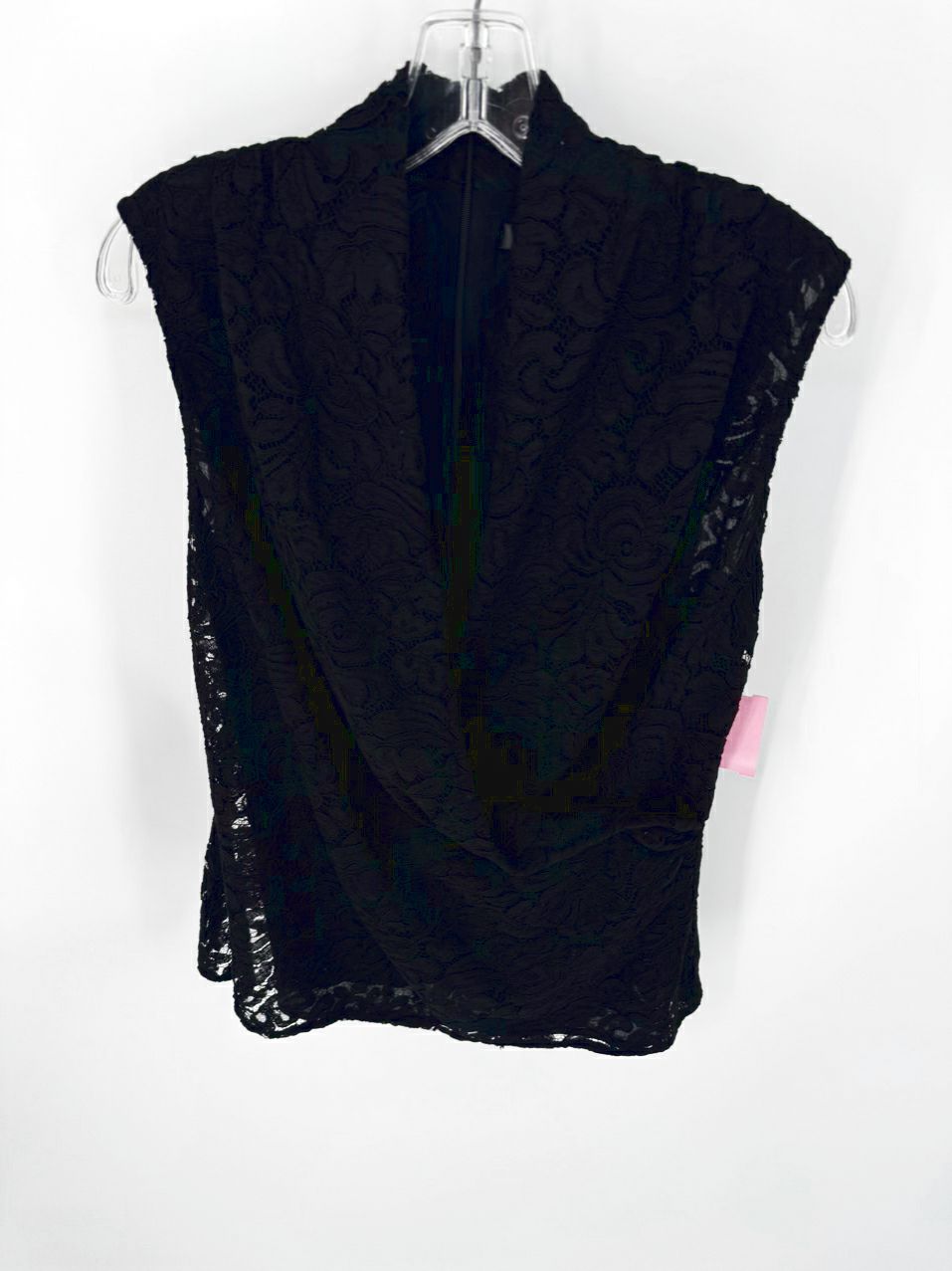 ST JOHN Size 12 Black Lace Sleeveless Top
