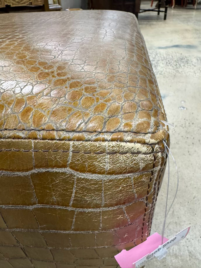 WILLIAMS SONOMA Caramel Leather Ottoman