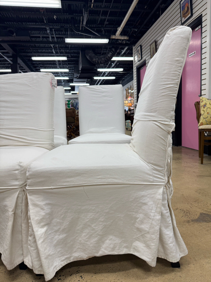 White Slip Cover Set of 4 Chairs