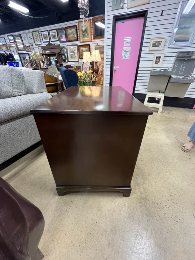 Wood 7 Drawer Desk W/ Hidden Door