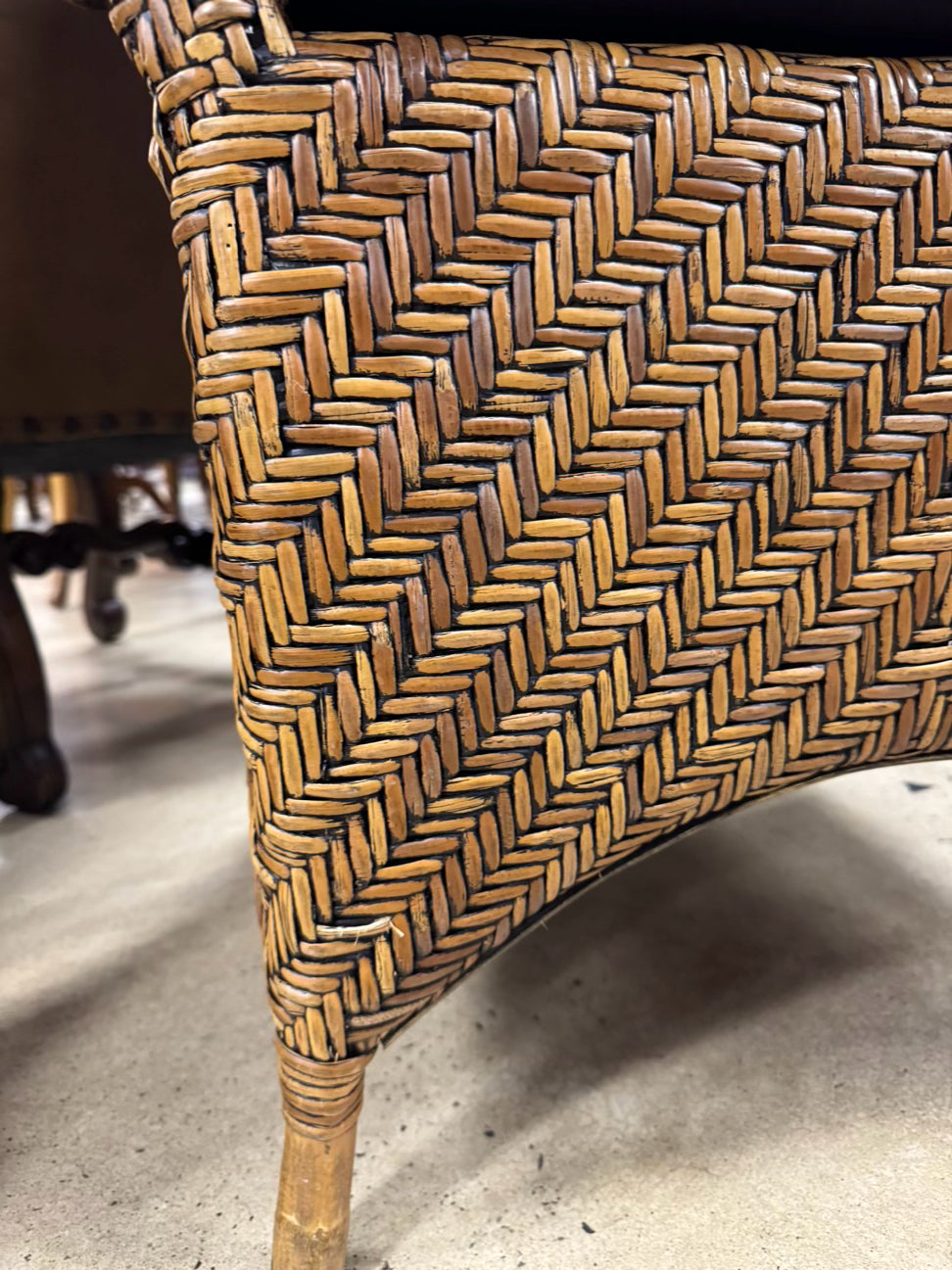 PIERCE MARTIN Brown Cane w/ Black Cushion Side Chair