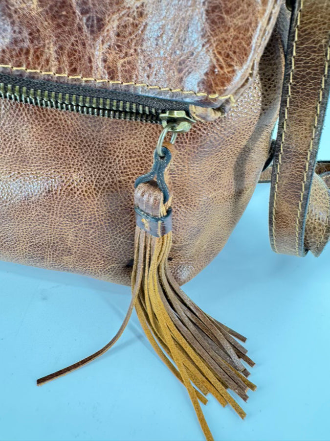 PATRICIA NASH Cognac Leather Backpack w/ Convertible Straps