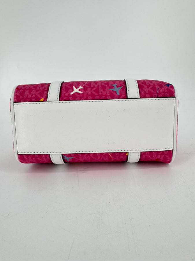 MICHAEL MICHAEL KORS Pink & White Leather Airplanes Purse NWT