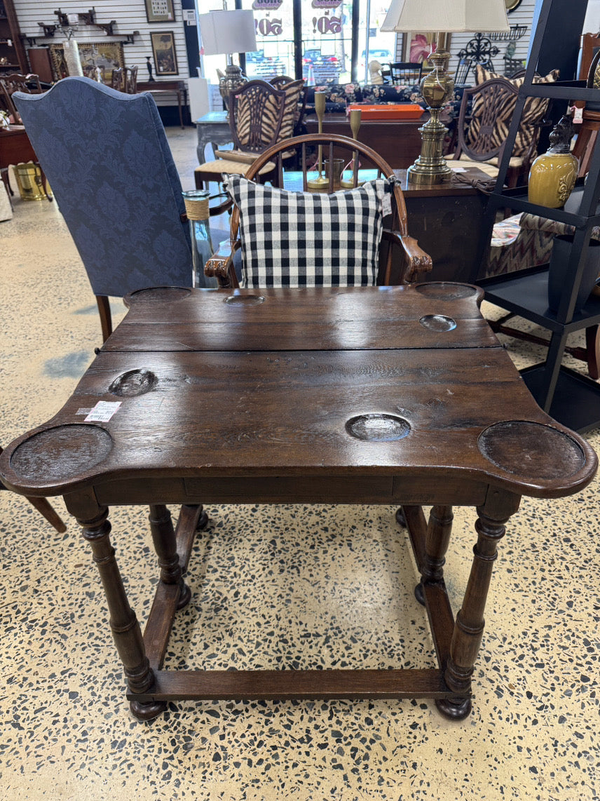 ANTIQUE Dark English Oak Folding Game Table