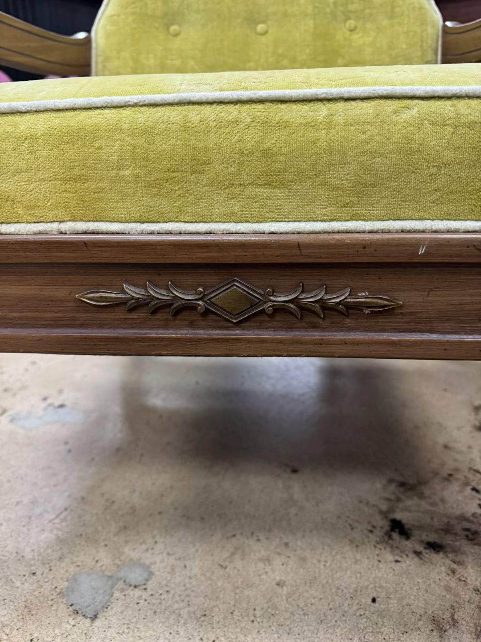 Wood & Velvet Chartreuse Mid Century Chair