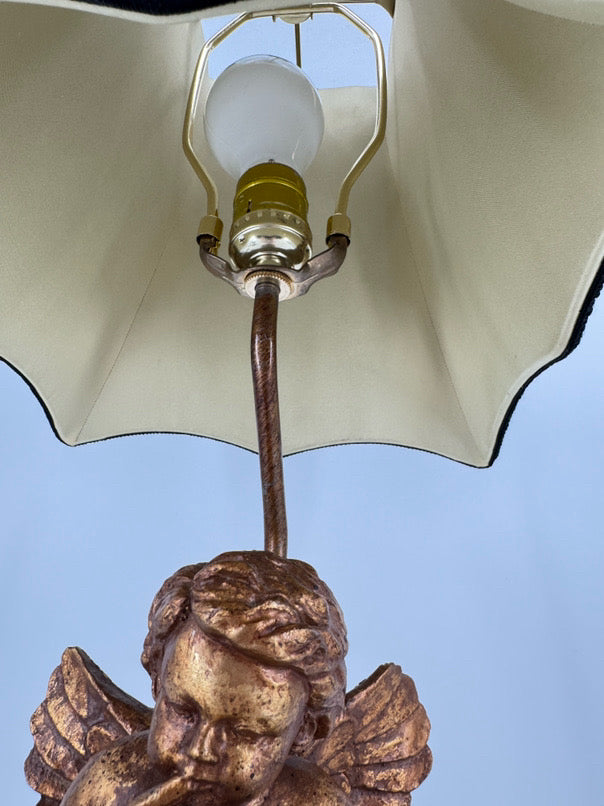 Gold Resin Angel Lamp w/ Chelsea House Shade