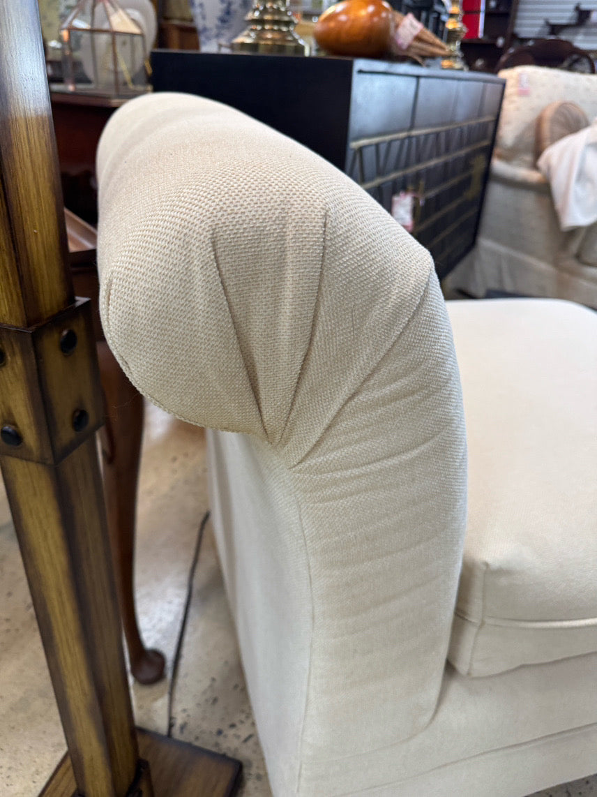 Cream Slipper Chair w/ Bun Feet