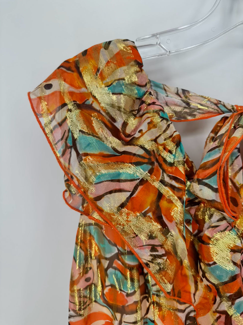 MARIE OLIVER Size 6 Orange Metallic Print Jayda Dress NWT