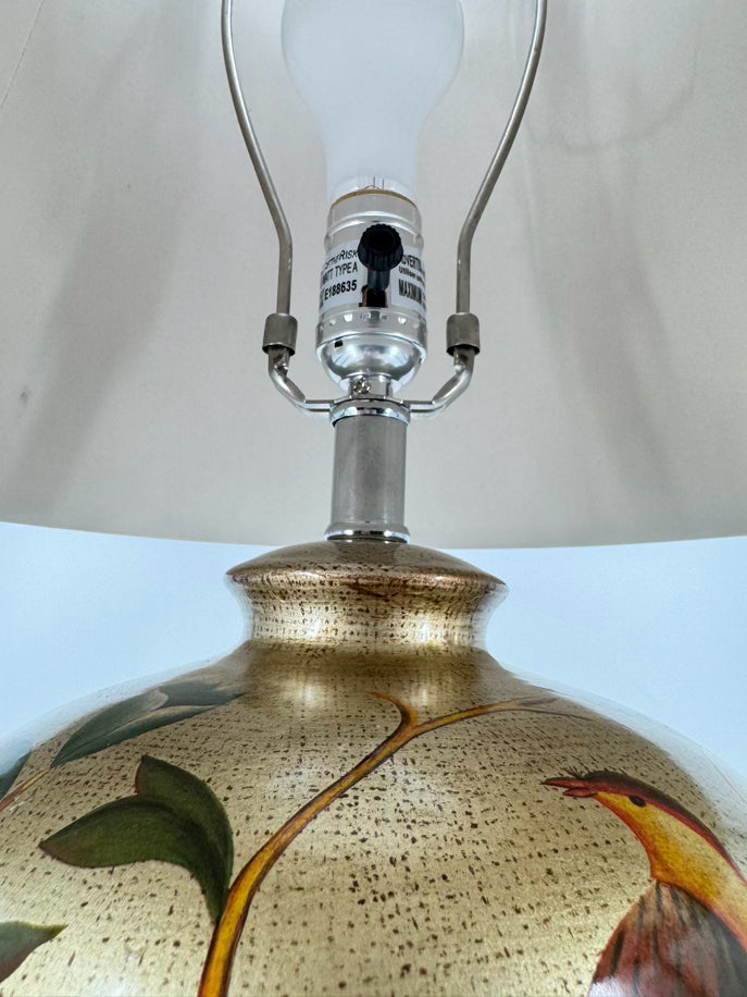 Gold & Green Ceramic Birds Lamp