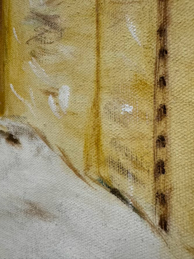 Lady in Snow Painting in Gold Frame
