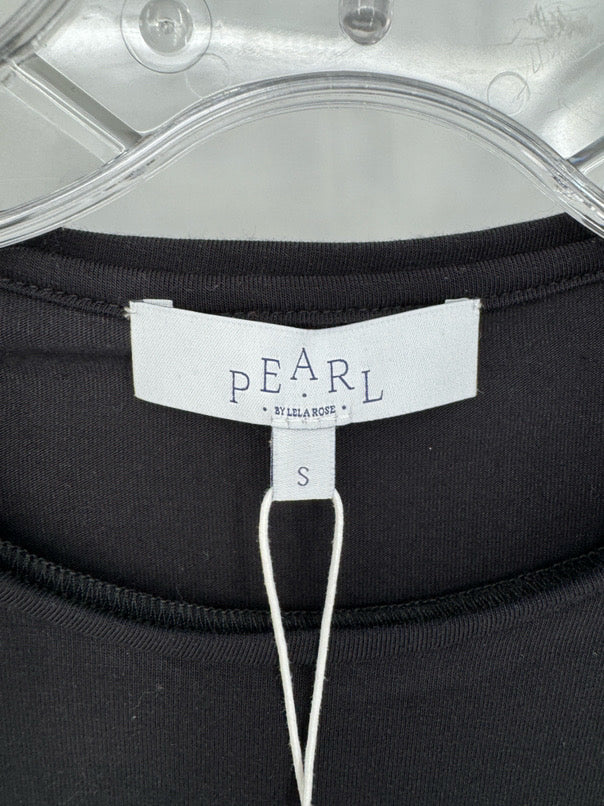 PEARL BY LELA ROSE Size S Black Jersey Poplin Flutter Sleeve Top NWT
