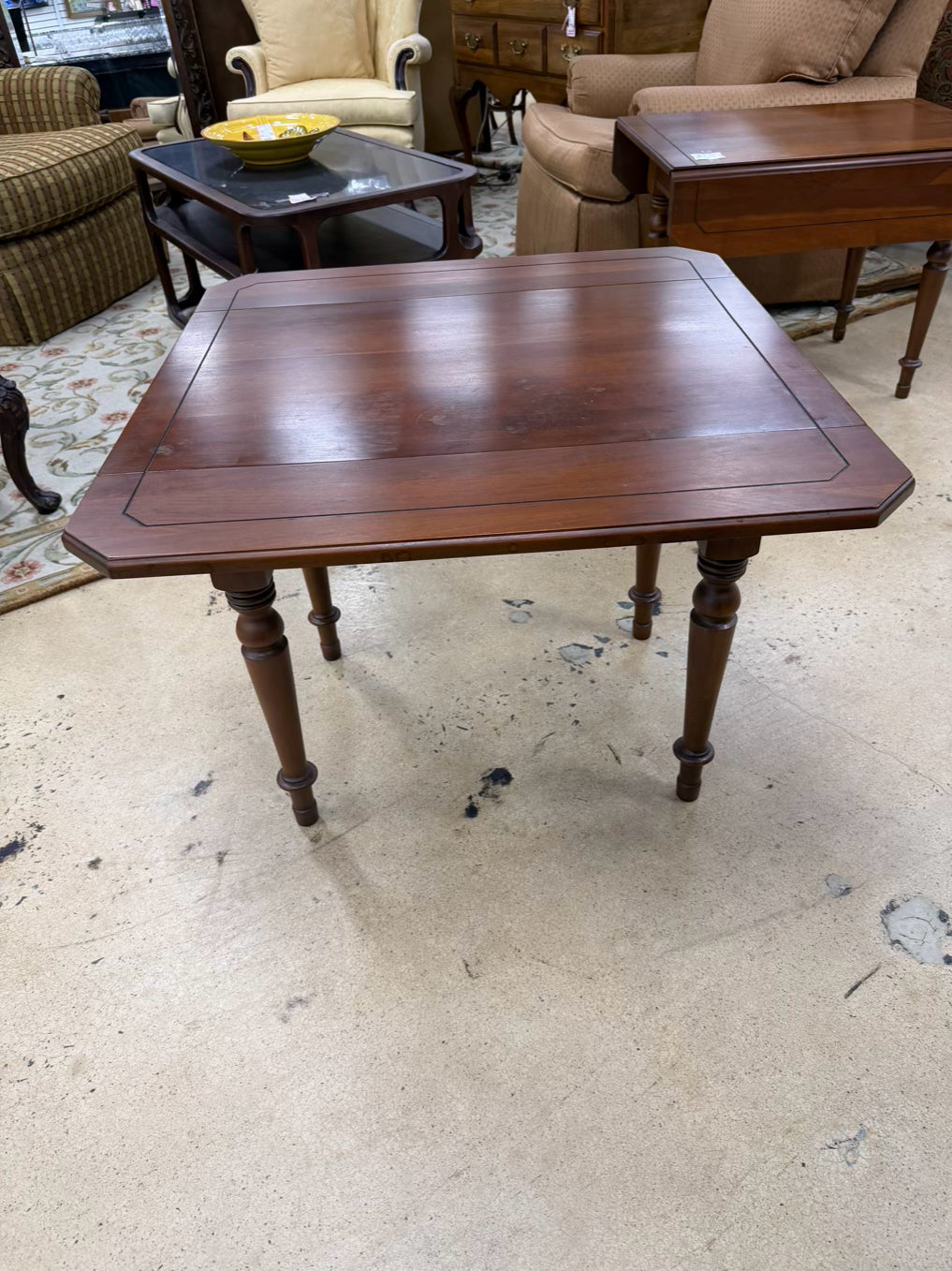 TELL CITY Drop Leaf Dark Brown Wood Pair Of End Tables