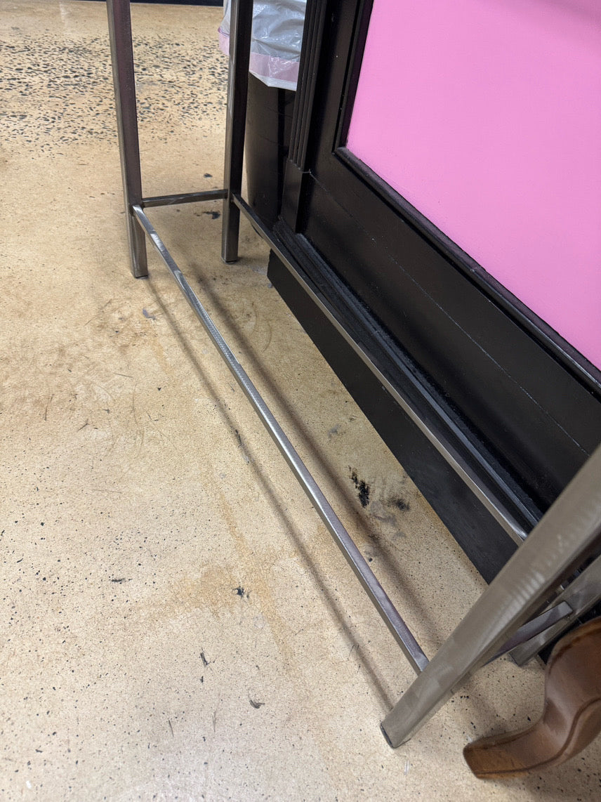 Dark Wood & Satin Finish Metal Sofa Table