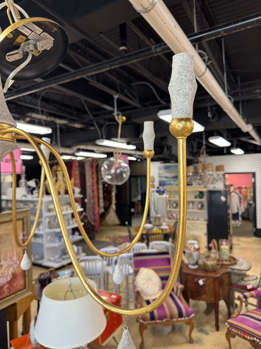 PERIGOLD Gold & Clay Teardrop Detail 6-Arm Chandelier