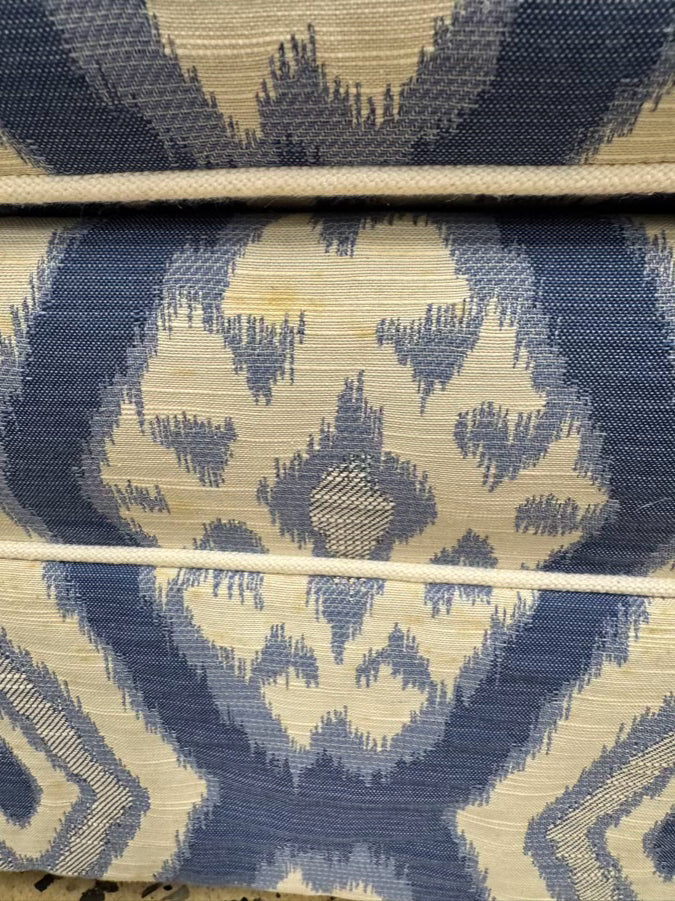 Blue & White Geometric Club Chair & Ottoman
