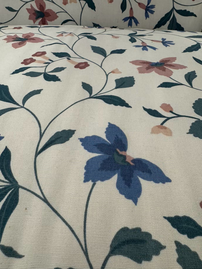 VINTAGE Blue & Pink Floral Chippendale Sofa