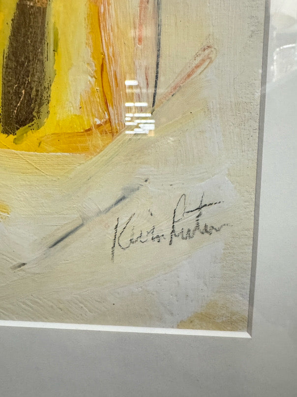 REVA RUTA Mixed Media Pair of Artwork in Gold Frames