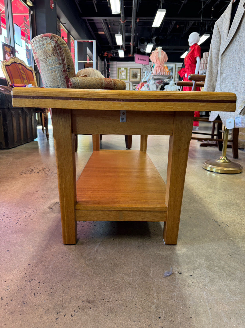 Light Oak w/ Dark Wood Inlay Handmade Coffee Table