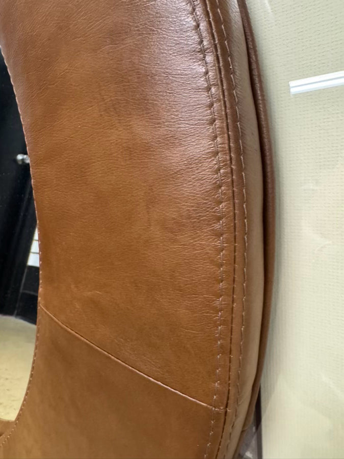 FOR NOW DESIGNS Caramel Leather Round Mirror