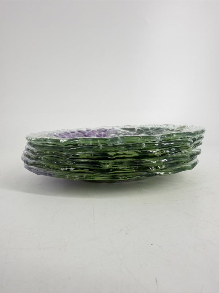 SYDENSTRICKER Clear, Green & Purple Glass Grapes Set Of 6 Dessert Plates