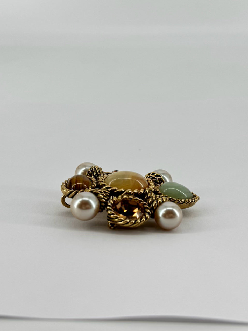 CINER Gold Tone Mixed Stones Brooch