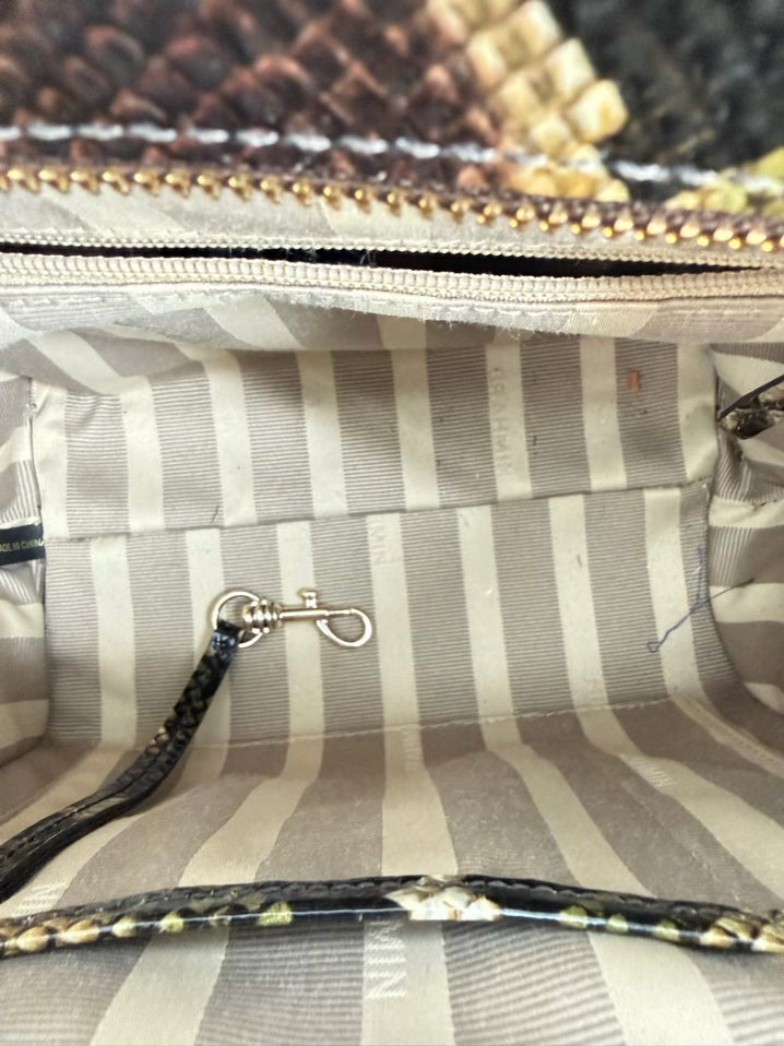 BRAHMIN Black & Brown Leather Embossed Purse