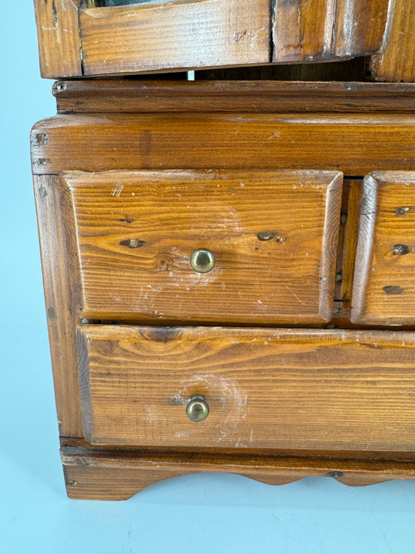 Pine Miniature Glass-Front Cabinet