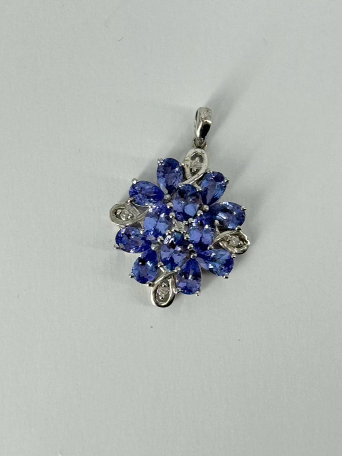 STERLING SILVER Amethyst & Diamond Pendant