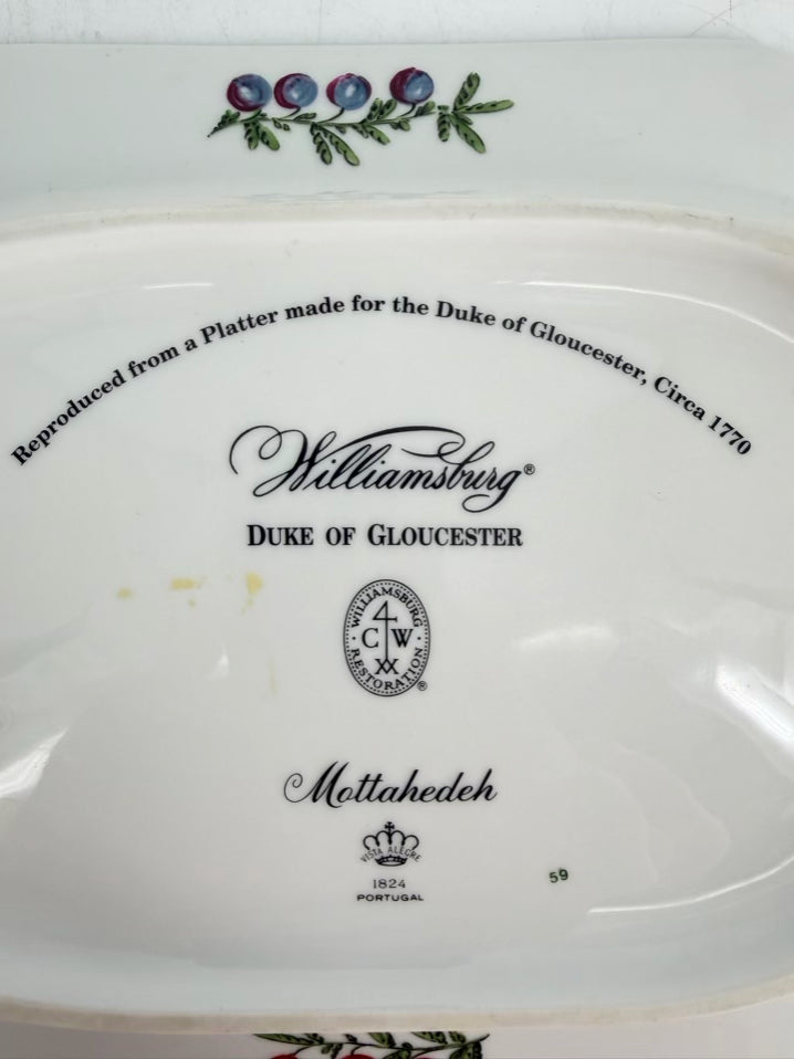 MOTTAHEDEH White & Multi Porcelain Williamsburg Duke Of Gloucester Platter