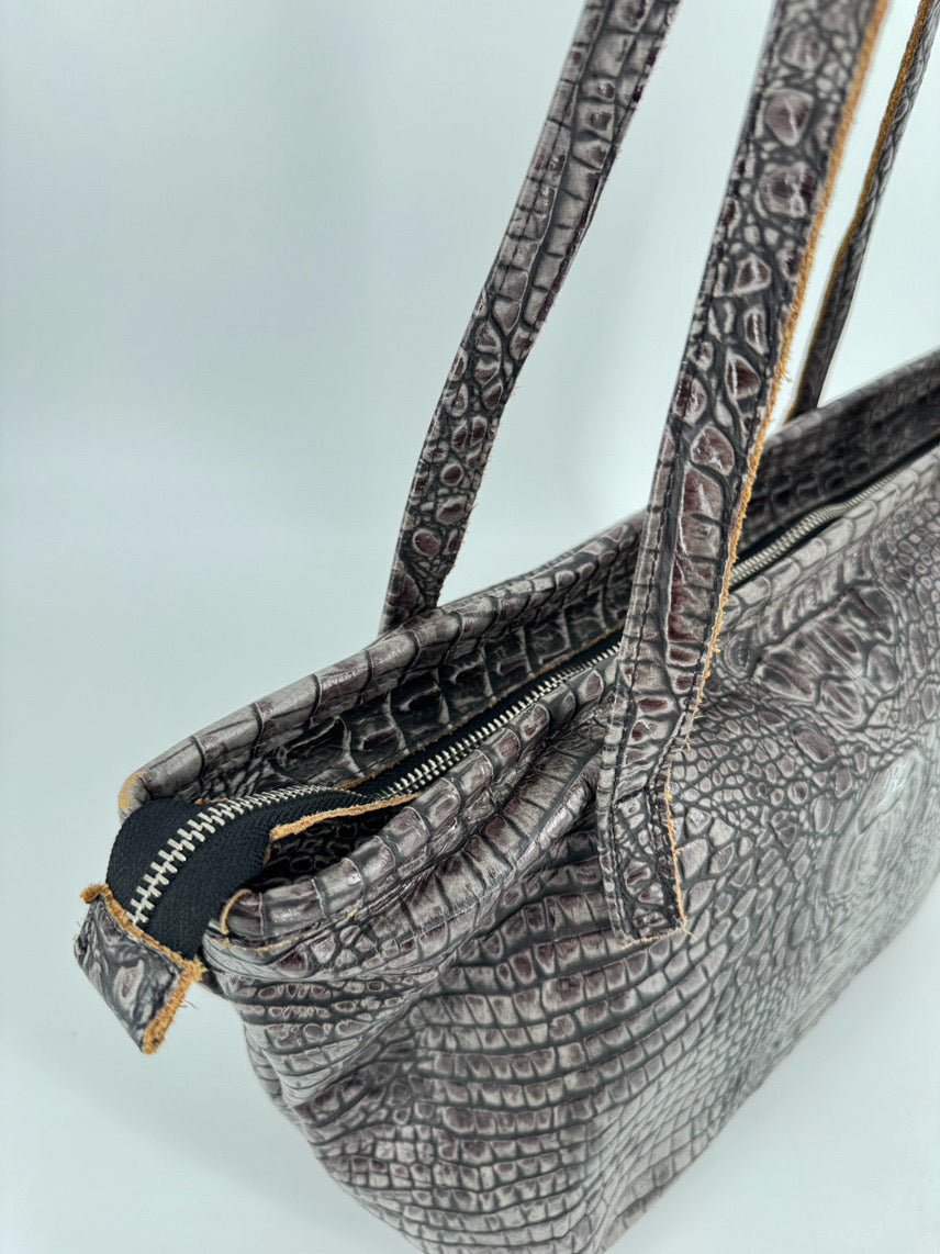 BLYTHE LEONARD Gray Embossed Leather Purse