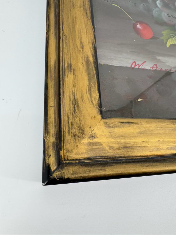 M. AARONS Oil Still Life in Painted Gold Frame