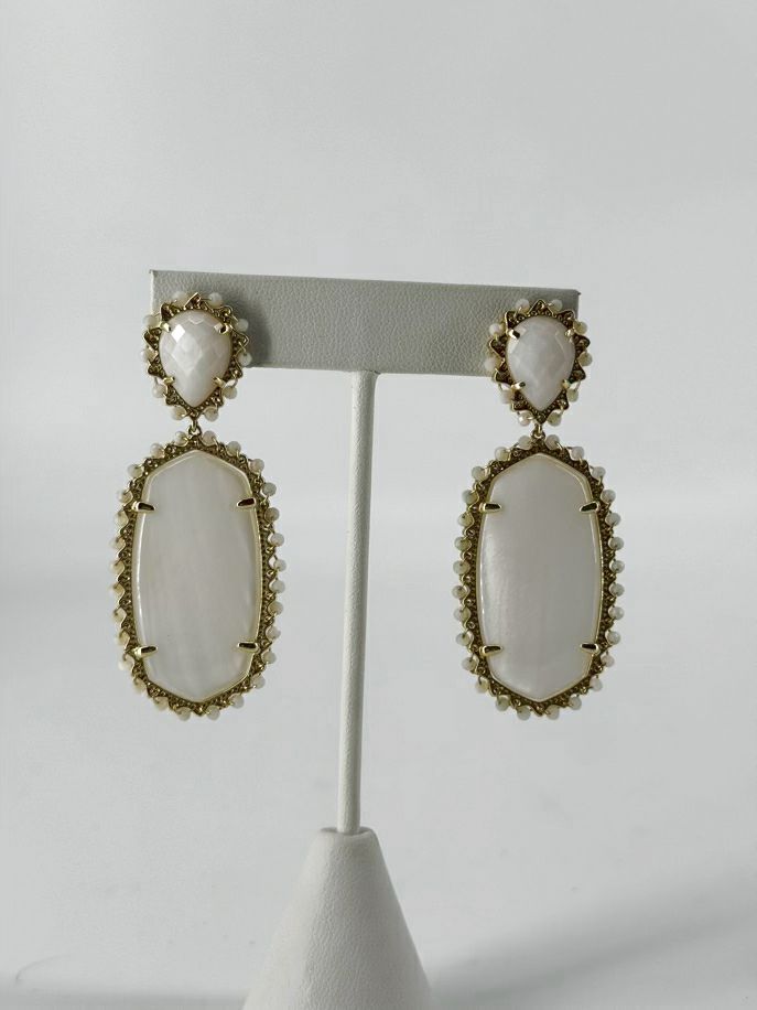 KENDRA SCOTT Gold Tone White Stone Earrings