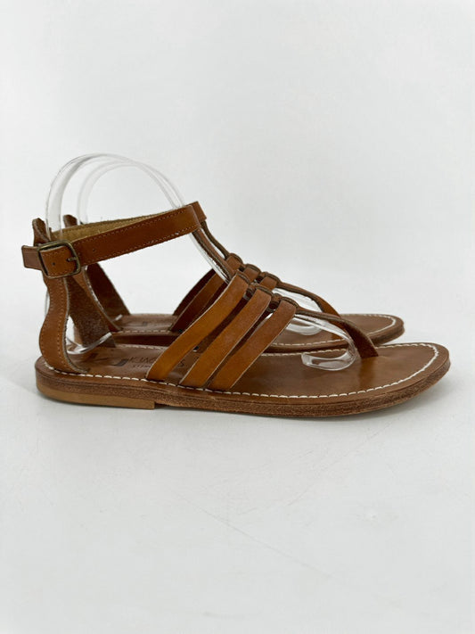 K JACQUES Size 38 Brown Leather Strap Sandals