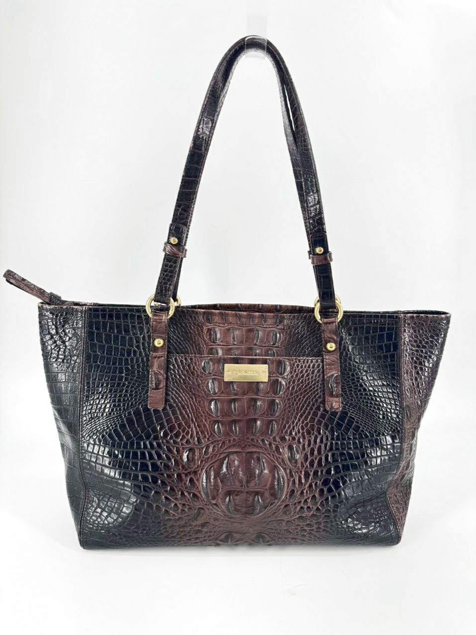 BRAHMIN Chocolate Embossed Leather Purse