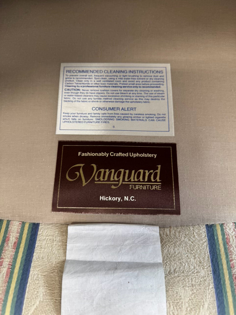 VANGUARD Cream, Blue & Pink Stripe Pair of Club Chairs