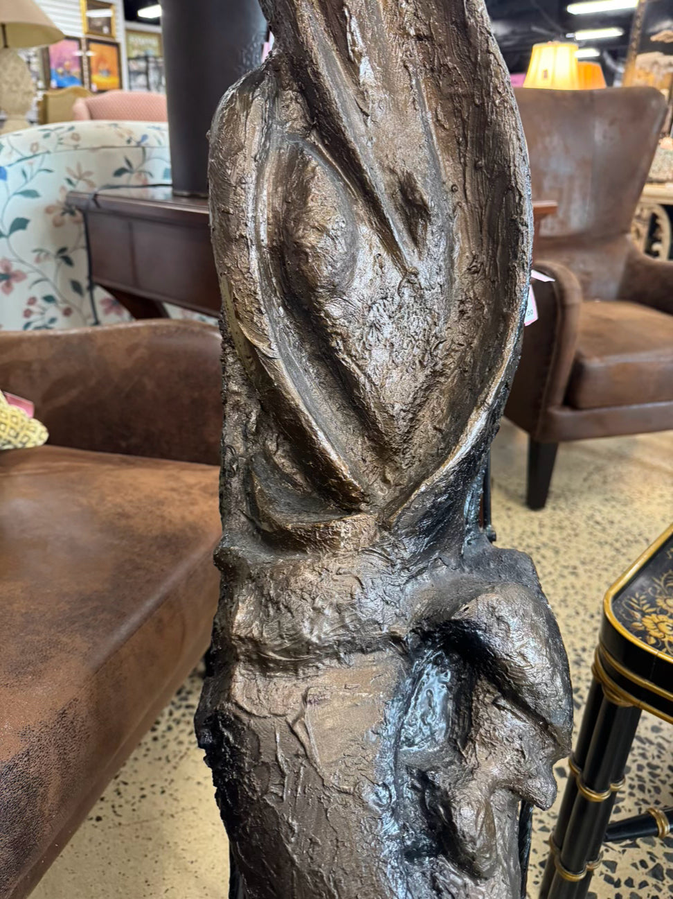 Brown Molded Plastic Woman in Chair Figure