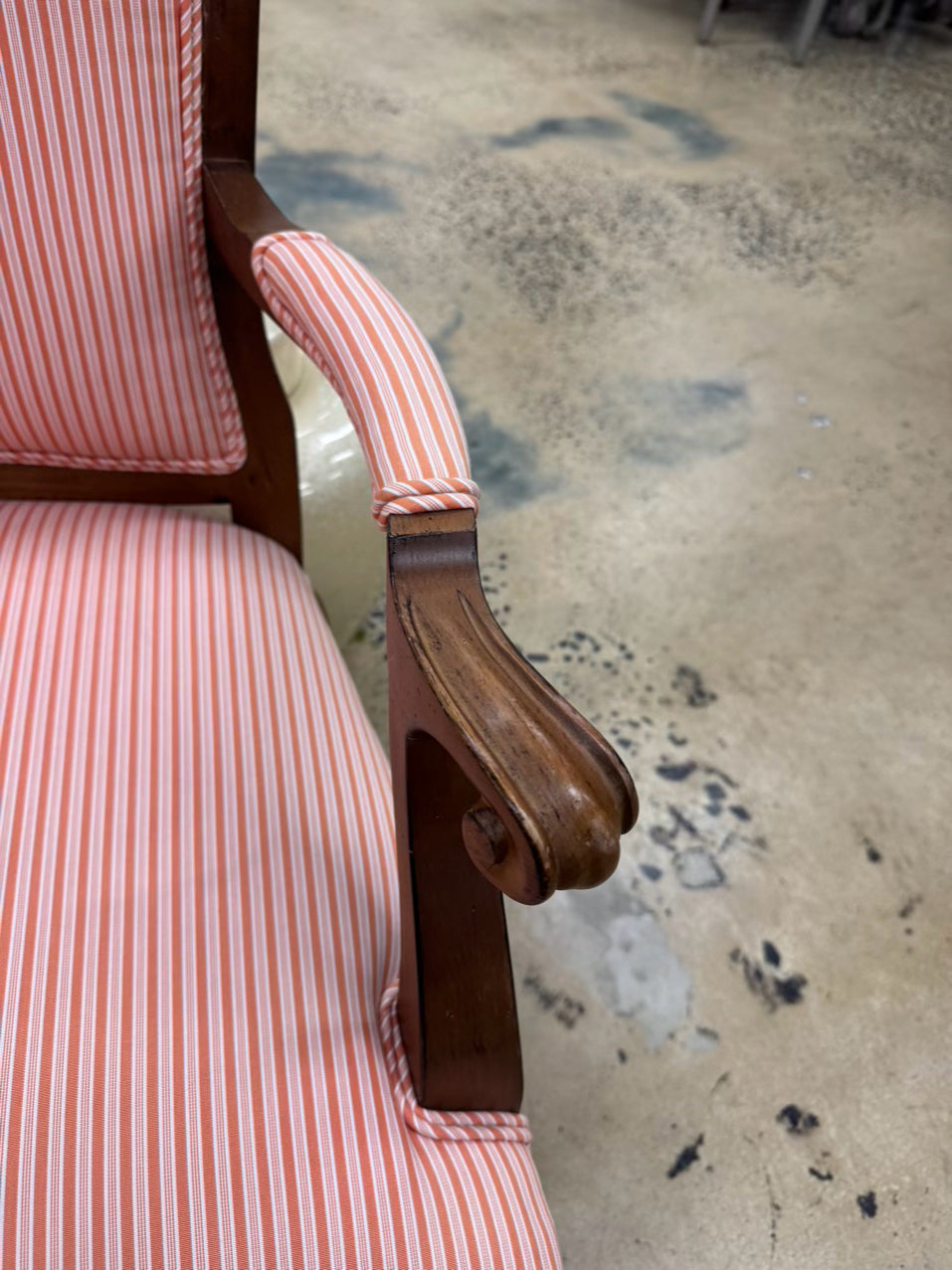 Orange & White Stripe Louis XV Chair