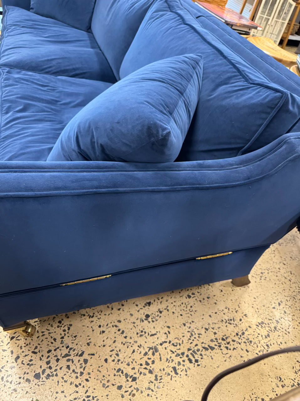 DURESTA Blue Velvet Fold Down Sides Sofa