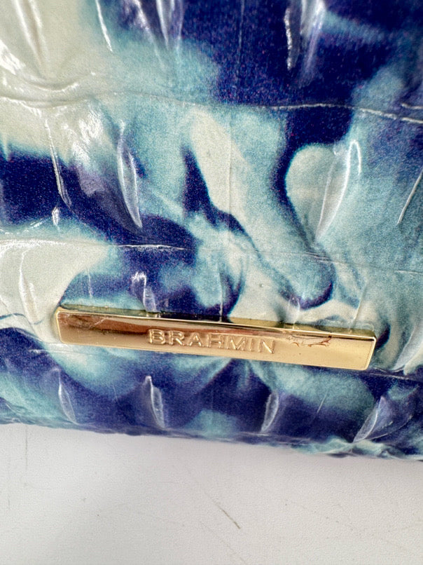 BRAHMIN Aqua Tie-Dye Embossed Leather Bucket Bag