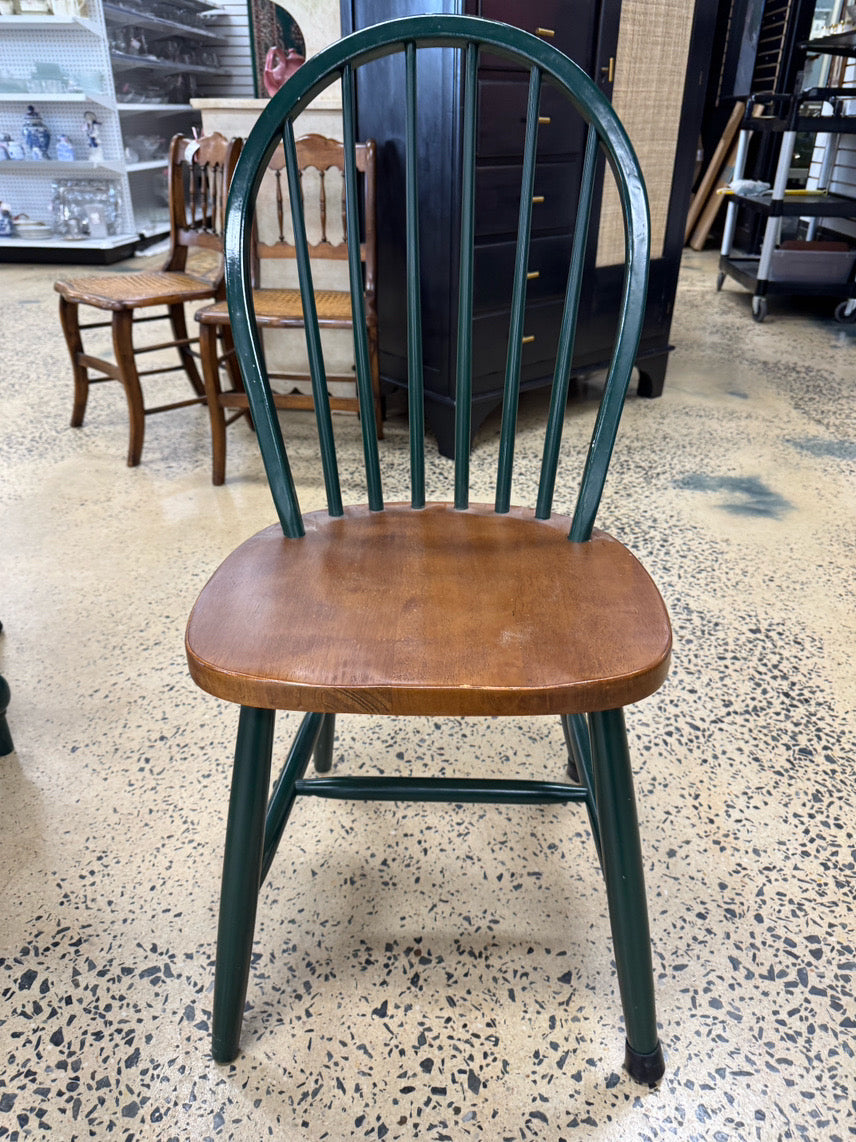 Brown & Green Wood Table & 4 Chairs w/ Leaf