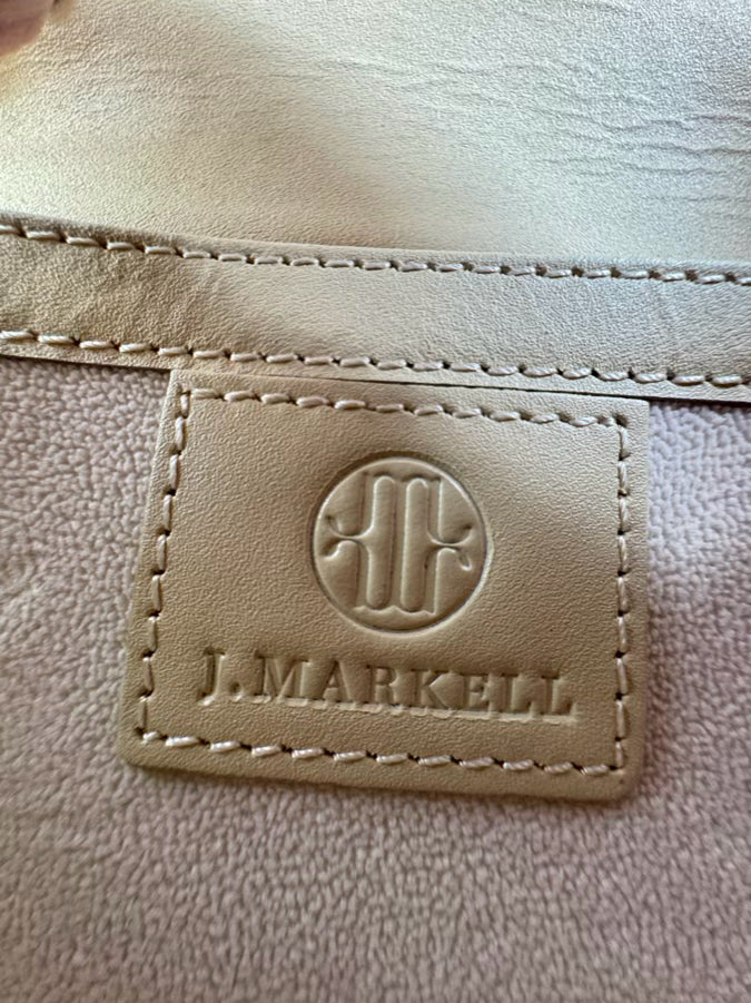 J. MARKELL Cream Leather Stingray Print Crossbody Bag