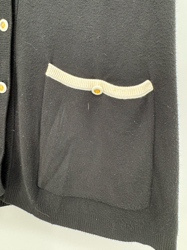 ST JOHN SPORT Size L Black Short Sleeve Cardigan
