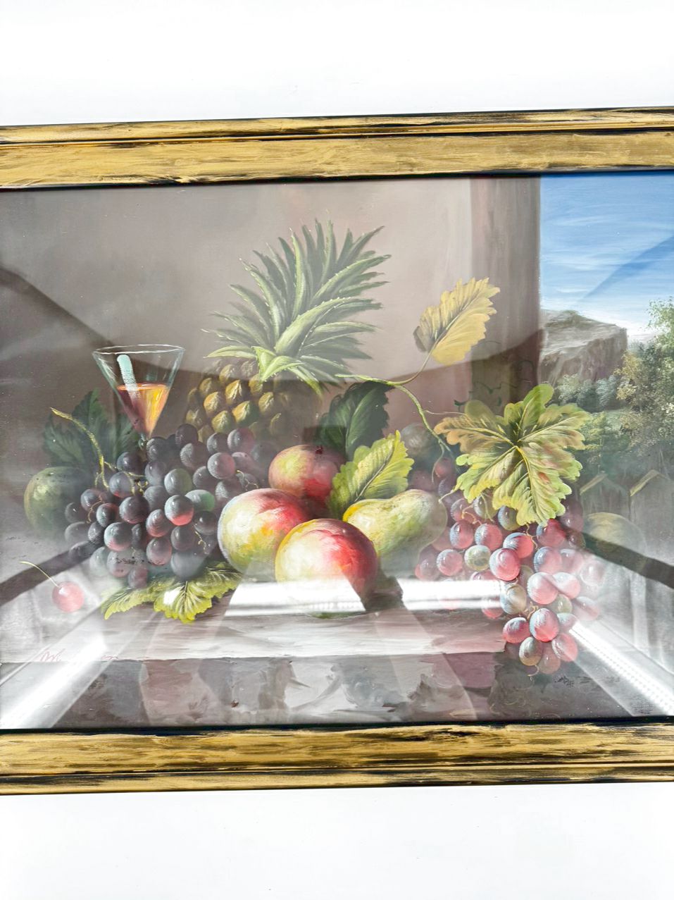 M. AARONS Oil Still Life in Painted Gold Frame