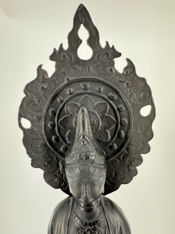 Black Cast Iron Buddhist Figure Statue