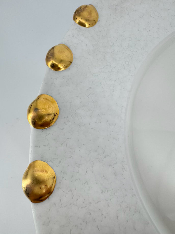 VIETRI White & Gold Palladio Gold Dots Set of 10 Chargers