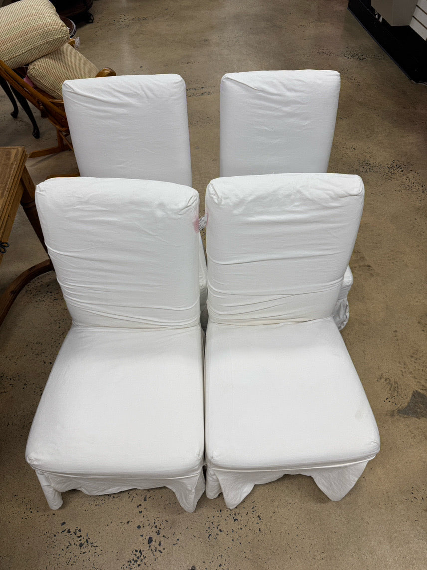 White Slip Cover Set of 4 Chairs