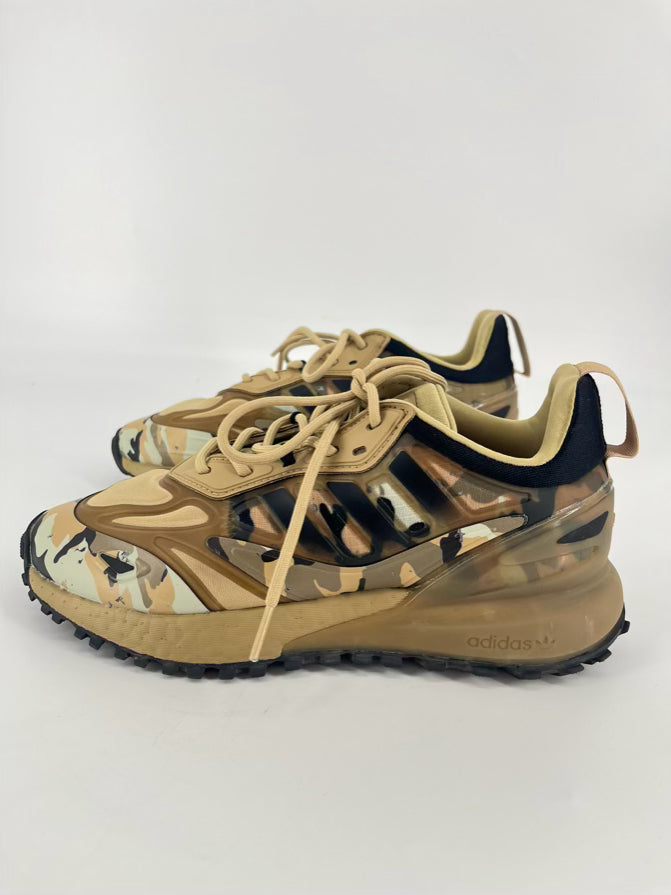 ADIDAS Size 6.5 Tan & Green Camouflage ZK 2K Boost Sneakers